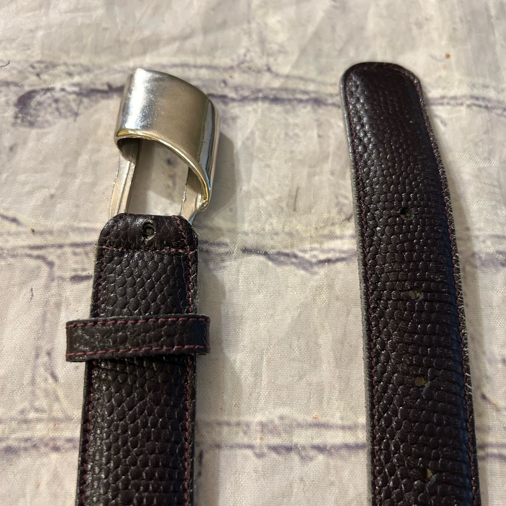 ANNE KLEIN FOR CALDERON VINTAGE CORDOVAN BROWN SKIN PRINT WOMENS BELT SIZE MED